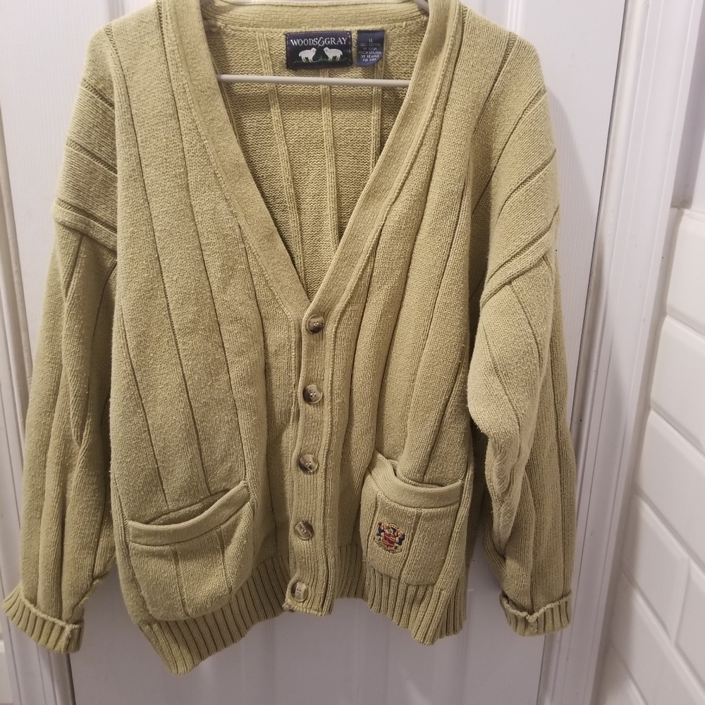 Woods & Gray Sage Green Button-Up Cardigan